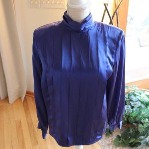 Talbots 100% Silk Bright Blue Blouse Size 8